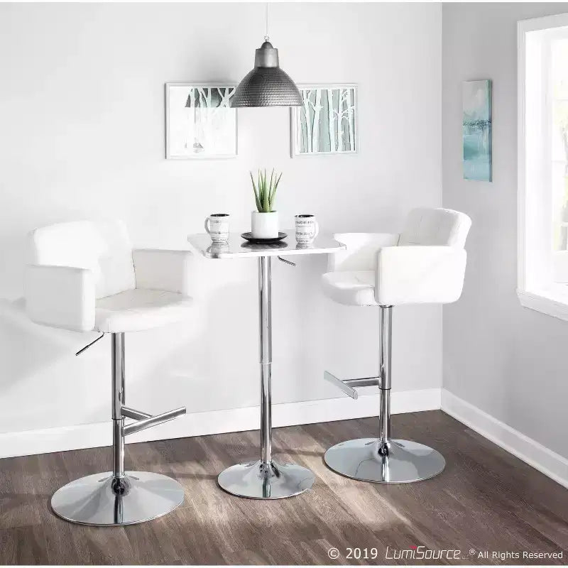 Taburete giratorio con respaldo, regulable en altura, blanco/marrón, 1 asiento