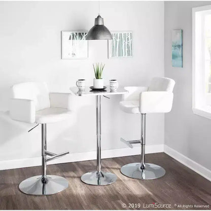 Taburete giratorio con respaldo, regulable en altura, blanco/marrón, 1 asiento