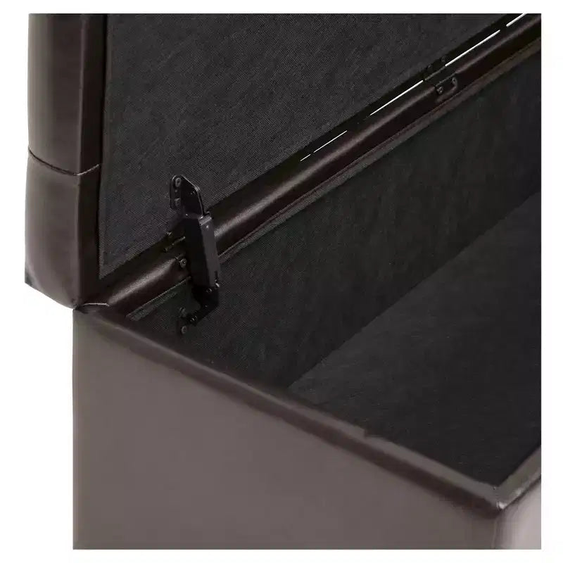 Otomana de Almacenamiento Tapizada Marrón Oscuro, 1 Asiento