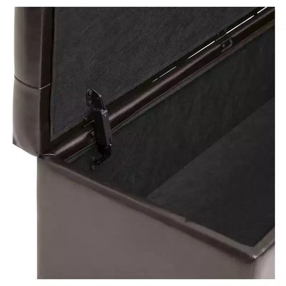Otomana de Almacenamiento Tapizada Marrón Oscuro, 1 Asiento