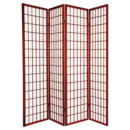 Oriental Furniture 6 ft. Tall Window Pane Shoji Screen - Rosewood (4 Panels): Hardwood & Metal Divider