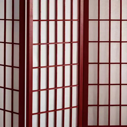 Biombo shoji de 4 paneles con cuadrícula de ventana de palisandro, divisor de ambientes de 1,83 m de altura