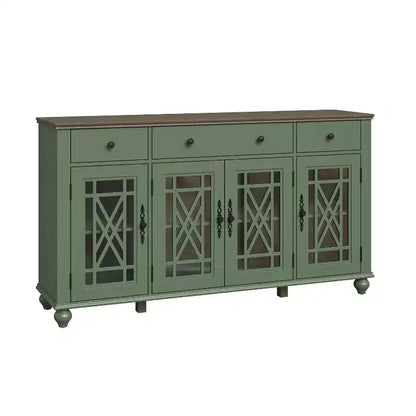 Festivo 63" Vintage Style Storage Accent Buffet Sideboard Cabinet with Drawers Green