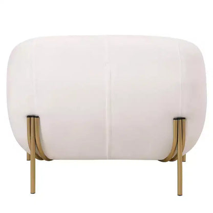 Sillón Acentual de Terciopelo Gris Claro / Blanco, Asiento Individual, Patas de Metal Dorado