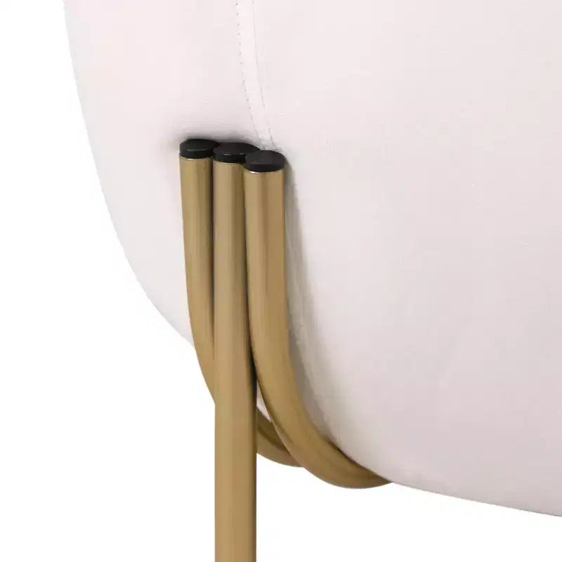 Sillón Acentual de Terciopelo Gris Claro / Blanco, Asiento Individual, Patas de Metal Dorado
