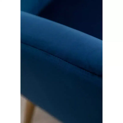 Sillón decorativo de terciopelo azul con respaldo de ala y capitoné, 1 asiento